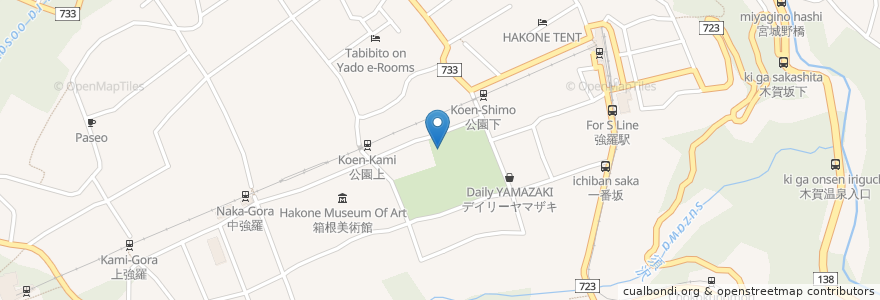 Mapa de ubicacion de 箱根強羅公園 白雲洞茶苑 en 日本, 神奈川県, 足柄下郡, 箱根町.