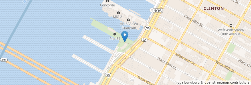 Mapa de ubicacion de Blazing Saddles Pier 84 en Vereinigte Staaten Von Amerika, New York, New York, New York County, Manhattan, Manhattan Community Board 4.