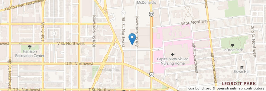 Mapa de ubicacion de Landmark Theatres Atlantic Plumbing Cinema en 美利坚合众国/美利堅合眾國, 华盛顿哥伦比亚特区/華盛頓特區哥倫比亞特區, 华盛顿/蓽盛頓.
