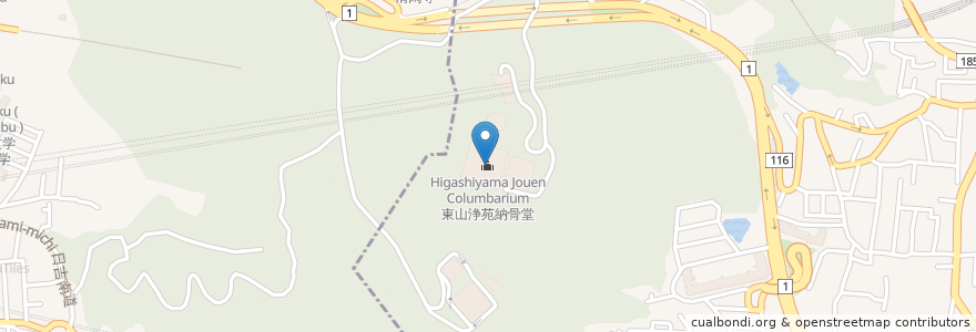 Mapa de ubicacion de 東山浄苑納骨堂 en Япония, Киото, Киото, Ямасина.
