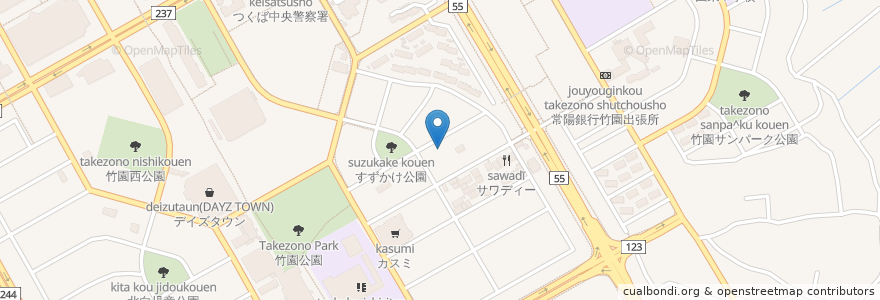 Mapa de ubicacion de 竹園ファミリークリニック en Japan, 茨城県, つくば市.