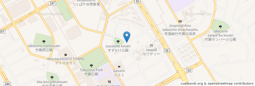 Mapa de ubicacion de 南山堂竹園薬局 en Japón, Prefectura De Ibaraki, つくば市.
