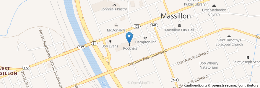 Mapa de ubicacion de Rockne's en ایالات متحده آمریکا, اوهایو, Stark County, Massillon.