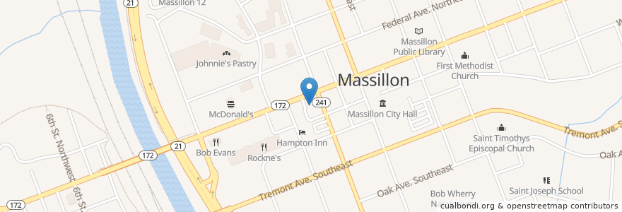 Mapa de ubicacion de Chase en 美利坚合众国/美利堅合眾國, 俄亥俄州, Stark County, Massillon.