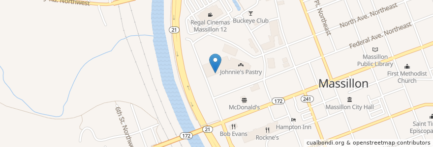 Mapa de ubicacion de Subway en 美利坚合众国/美利堅合眾國, 俄亥俄州, Stark County, Massillon.
