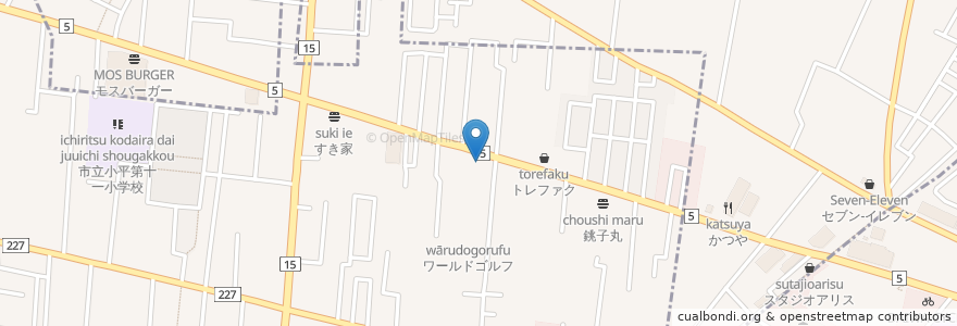 Mapa de ubicacion de かごの屋 en 日本, 東京都, 小平市, 東久留米市.