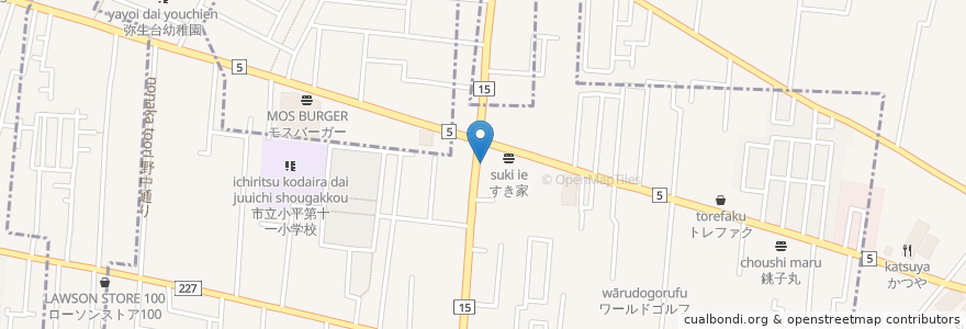 Mapa de ubicacion de コメダ珈琲店 en Japon, Tokyo, 小平市, 東久留米市.