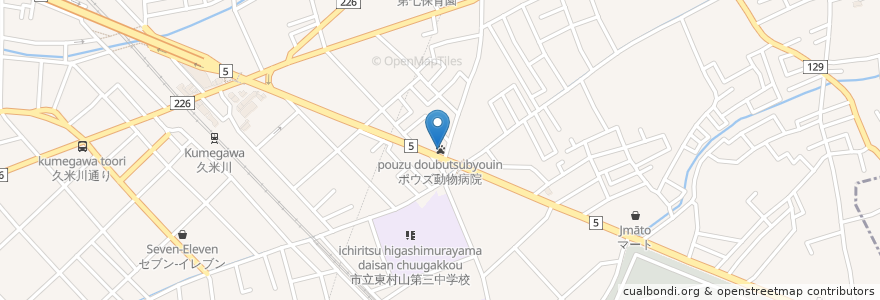 Mapa de ubicacion de ポウズ動物病院 en Giappone, Tokyo, 東村山市.