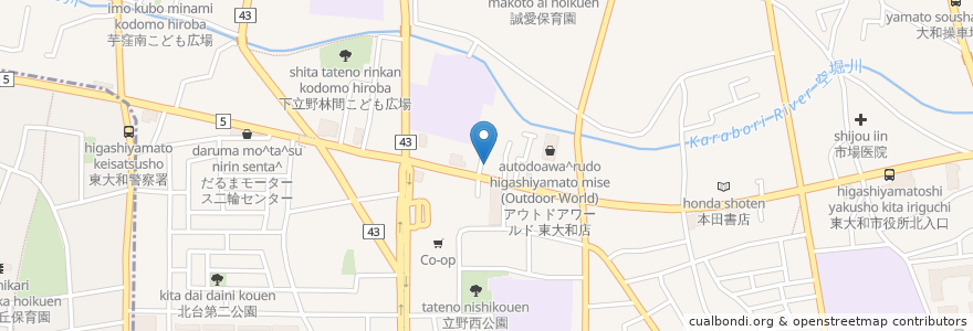 Mapa de ubicacion de 極み家 en 일본, 도쿄도, 東大和市.