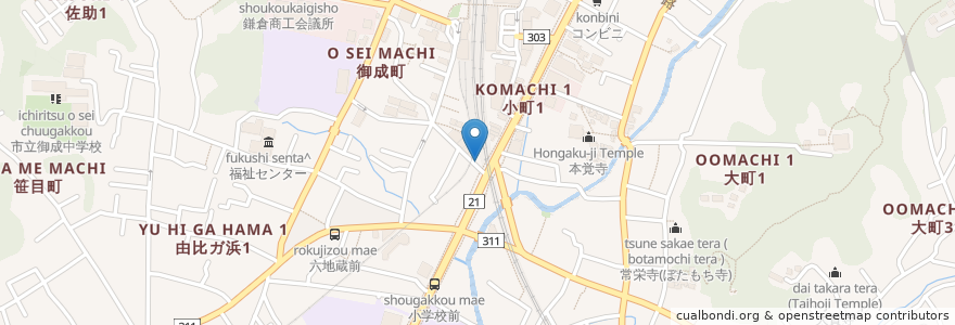 Mapa de ubicacion de 肉の石川 en Япония, Канагава, Камакура.