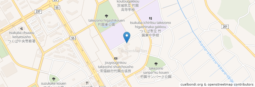 Mapa de ubicacion de つくば市立竹園保育所 en Japonya, 茨城県, つくば市.
