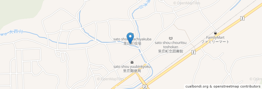 Mapa de ubicacion de 里庄町 en Japón, Prefectura De Okayama, 浅口郡, 里庄町.