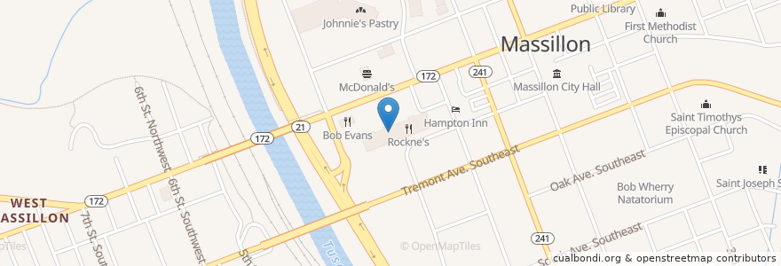 Mapa de ubicacion de Menches Bros. en United States, Ohio, Stark County, Massillon.