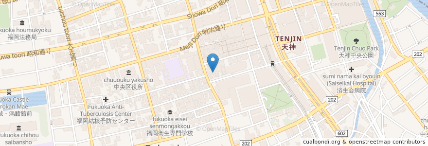 Mapa de ubicacion de TOHOシネマズ天神本館 en Japon, Préfecture De Fukuoka, 福岡市, 中央区.