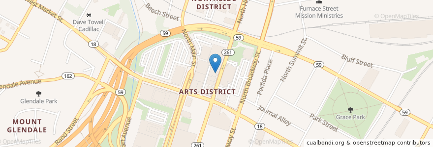 Mapa de ubicacion de Nightlight Cinema en ایالات متحده آمریکا, اوهایو, Summit County, Akron.