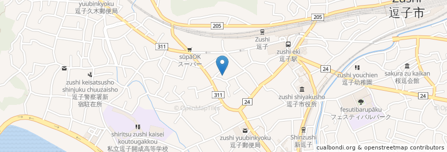 Mapa de ubicacion de 池田通り駐車場 en Japón, Prefectura De Kanagawa, 逗子市.