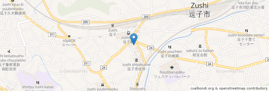 Mapa de ubicacion de 駐車場 en 日本, 神奈川県, 逗子市.