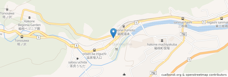 Mapa de ubicacion de まんじゅう屋・菜の花 en اليابان, كاناغاوا, 足柄下郡, 箱根町.