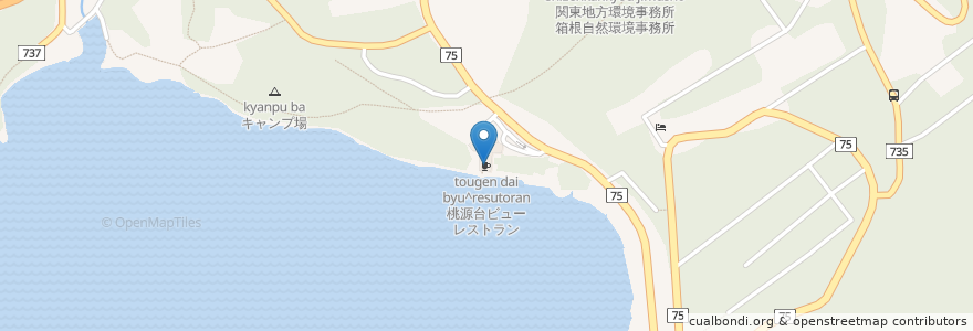 Mapa de ubicacion de 桃源台ビューレストラン en 日本, 神奈川県, 足柄下郡, 箱根町.