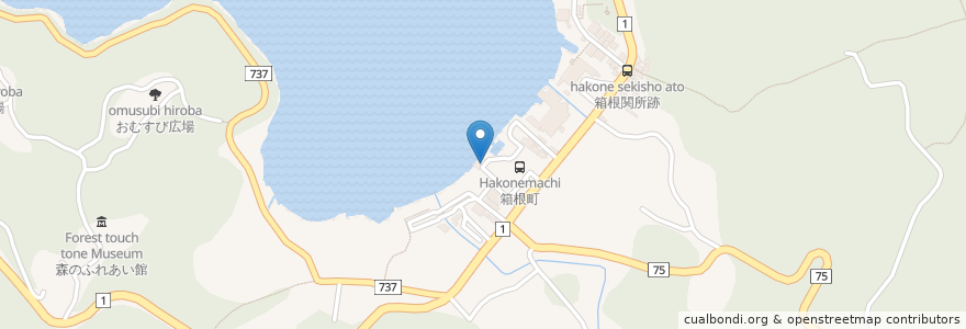 Mapa de ubicacion de 茶屋本陣「畔屋」 en 日本, 神奈川縣, 足柄下郡, 箱根町.