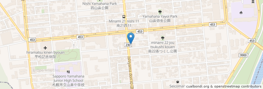 Mapa de ubicacion de ツルハドラッグ 南22条店 en Japonya, 北海道, 石狩振興局, 札幌市, 中央区.