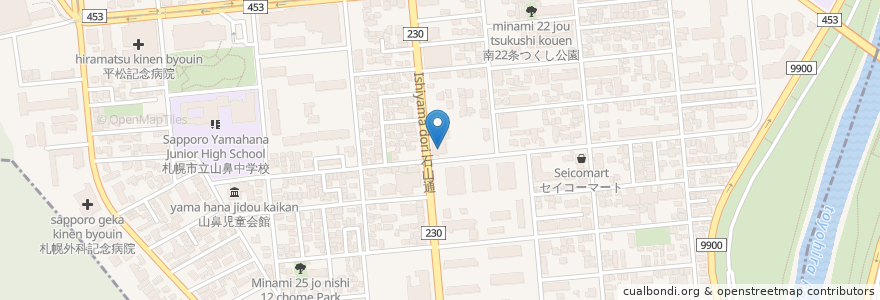 Mapa de ubicacion de 幌南華園保育園 en اليابان, محافظة هوكايدو, 石狩振興局, 札幌市, 中央区.