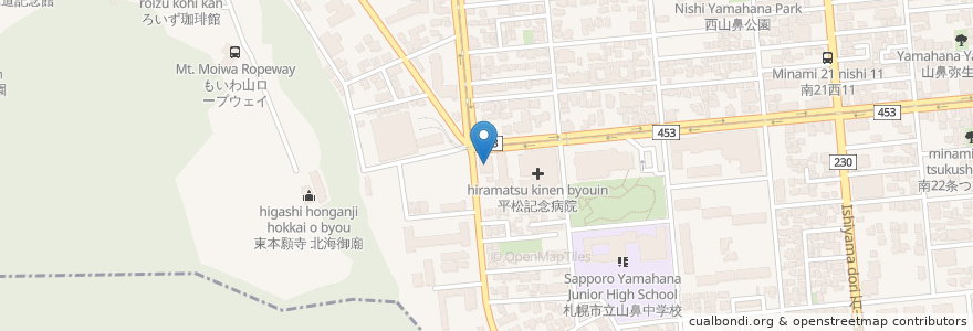 Mapa de ubicacion de 札幌パプテスト教会 en Japonya, 北海道, 石狩振興局, 札幌市, 中央区.