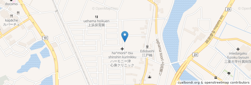 Mapa de ubicacion de おくだ内科クリニック en Jepun, 三重県, 津市.