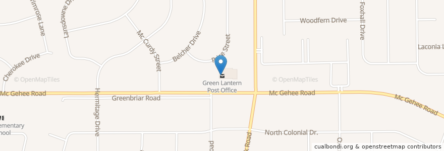 Mapa de ubicacion de Green Lantern Post Office en ایالات متحده آمریکا, آلاباما, Montgomery County, Montgomery.