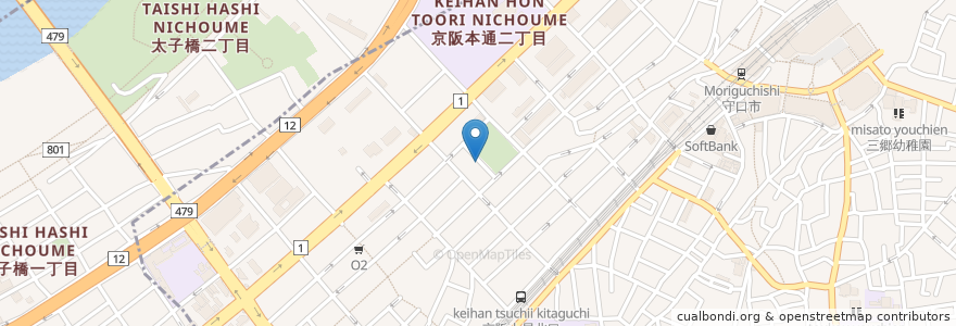 Mapa de ubicacion de cafe molen en 日本, 大阪府, 守口市, 旭区.