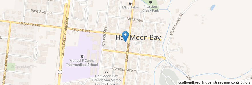 Mapa de ubicacion de Cafe Society en アメリカ合衆国, カリフォルニア州, San Mateo County, Half Moon Bay.