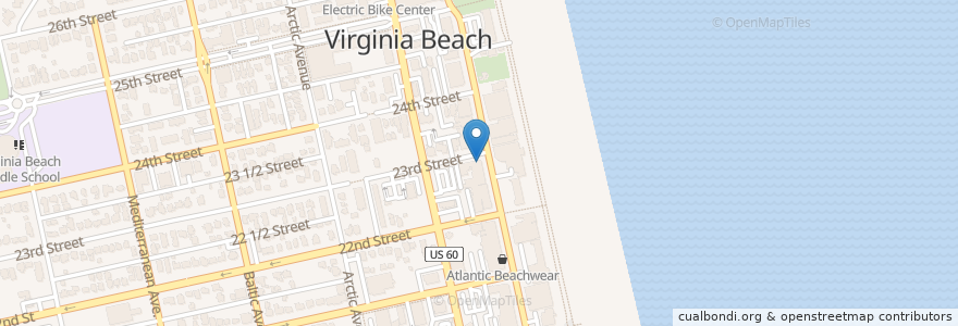 Mapa de ubicacion de Pier 23 Restaurant en Соединённые Штаты Америки, Виргиния, Virginia Beach.