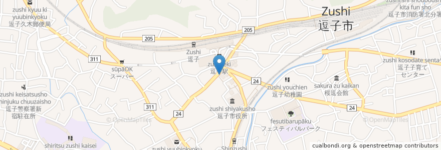 Mapa de ubicacion de レストラン仙満亭 en 日本, 神奈川県, 逗子市.