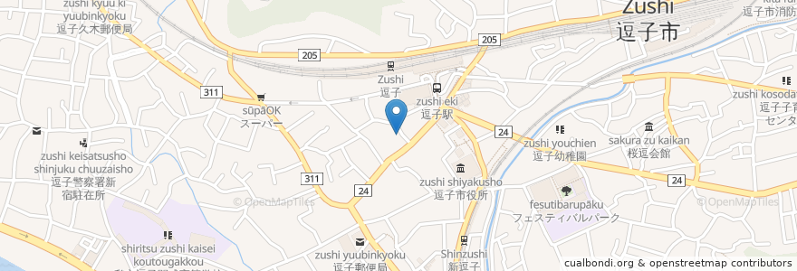 Mapa de ubicacion de レストランLa Vespa en 日本, 神奈川県, 逗子市.