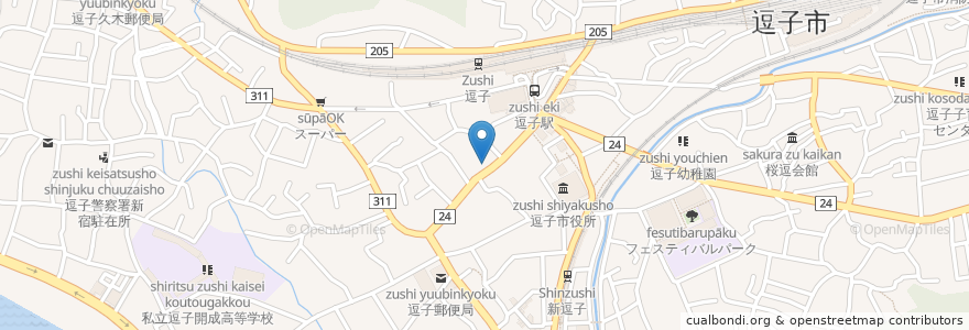 Mapa de ubicacion de レストランAsile en 日本, 神奈川県, 逗子市.