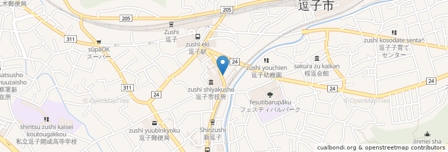 Mapa de ubicacion de 万紫味 en 日本, 神奈川県, 逗子市.