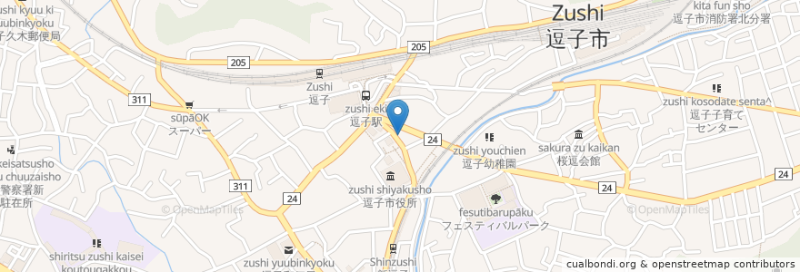 Mapa de ubicacion de いなせ en Jepun, 神奈川県, 逗子市.