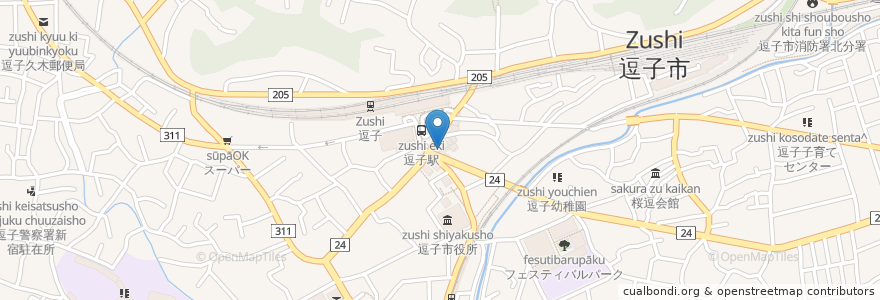 Mapa de ubicacion de レストランSUECCO CAFE en 日本, 神奈川県, 逗子市.