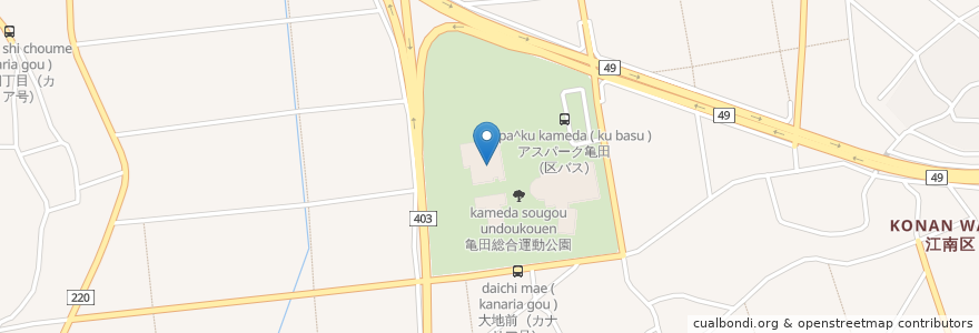 Mapa de ubicacion de 亀田地区公民館 en Japan, Präfektur Niigata, 新潟市, 江南区.