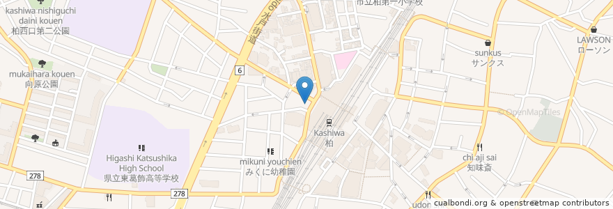 Mapa de ubicacion de 柏駅西口 企業バス乗り場 en Japan, Präfektur Chiba, 柏市.