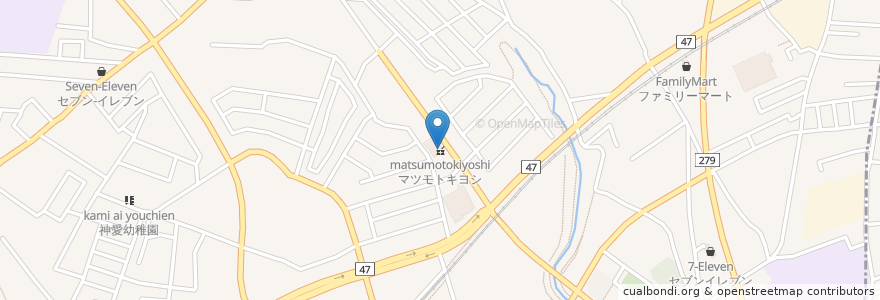 Mapa de ubicacion de Matsukiyo en Japan, Chiba Prefecture, Nagareyama.