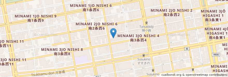 Mapa de ubicacion de レストランパナシェ en Япония, Хоккайдо, Округ Исикари, Саппоро, Тюо.