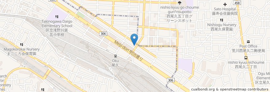 Mapa de ubicacion de 城北信用金庫　尾久駅前支店 en Japonya, 東京都.
