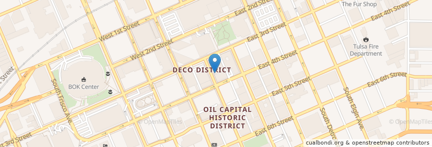 Mapa de ubicacion de Main Street Lunch Box en Stati Uniti D'America, Oklahoma, Tulsa County, Tulsa.