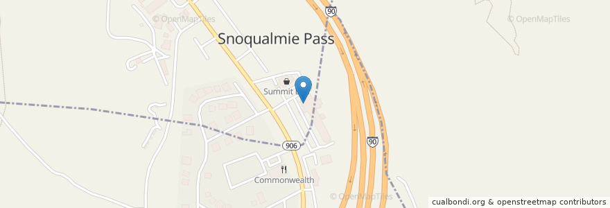 Mapa de ubicacion de Summit Pancake House en Estados Unidos Da América, Washington, Kittitas County, Snoqualmie Pass.