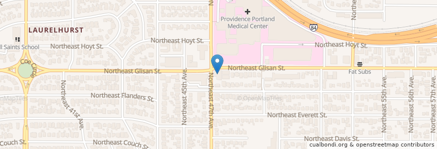 Mapa de ubicacion de Providence Portland Medical Center en Amerika Birleşik Devletleri, Oregon, Portland, Multnomah County.