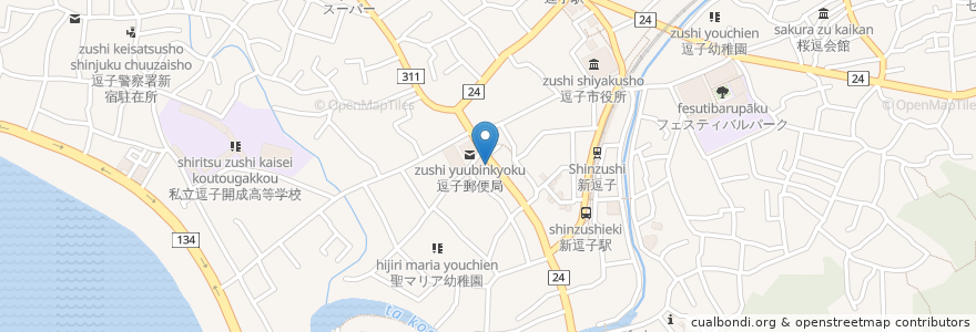 Mapa de ubicacion de 洋食ふたみ en Япония, Канагава, Дзуси.