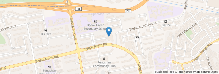 Mapa de ubicacion de Bedok North Neighbourhood Police Centre en Singapur, Southeast.