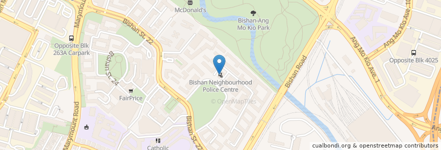 Mapa de ubicacion de Bishan Neighbourhood Police Centre en Singapore, Central.