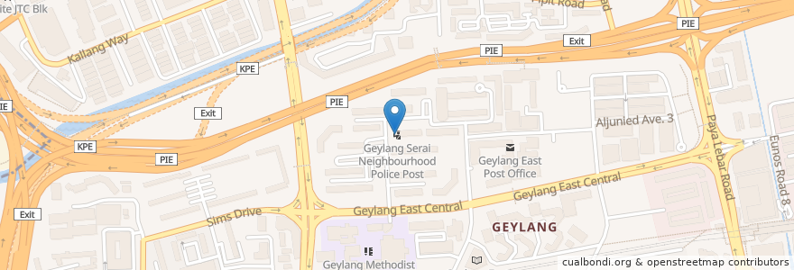 Mapa de ubicacion de Geylang Serai Neighbourhood Police Post en Singapore, Southeast.